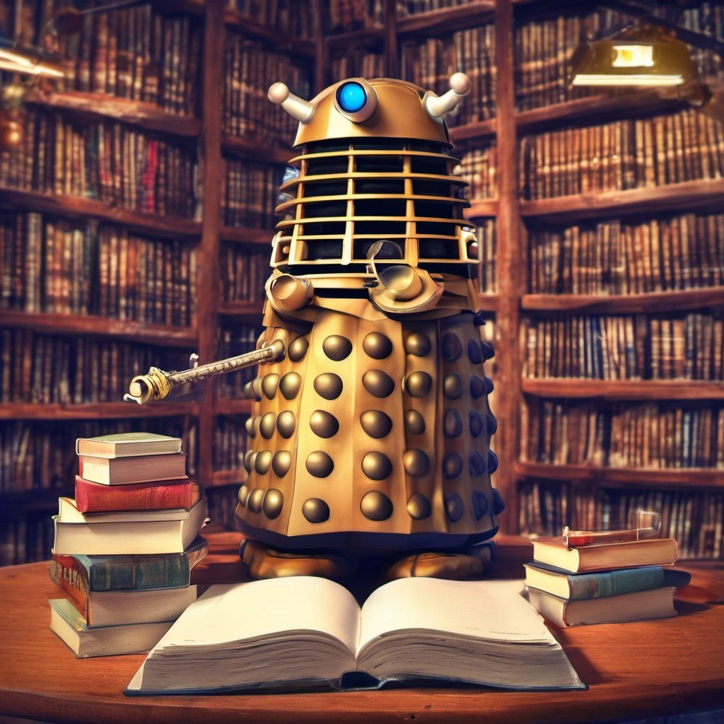 Dalek reading a self-help book
