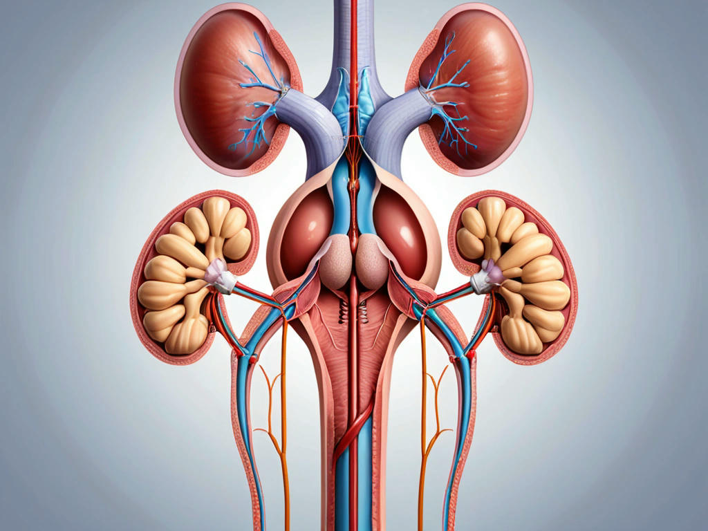 illustration of the female urinary system showing the bladder, urethra, and kidneys