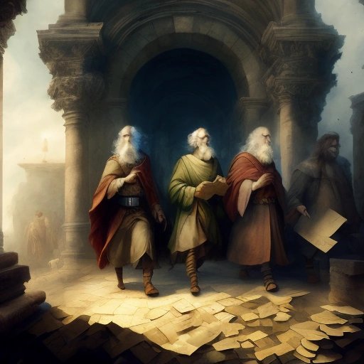 Defeated scholars leaving library