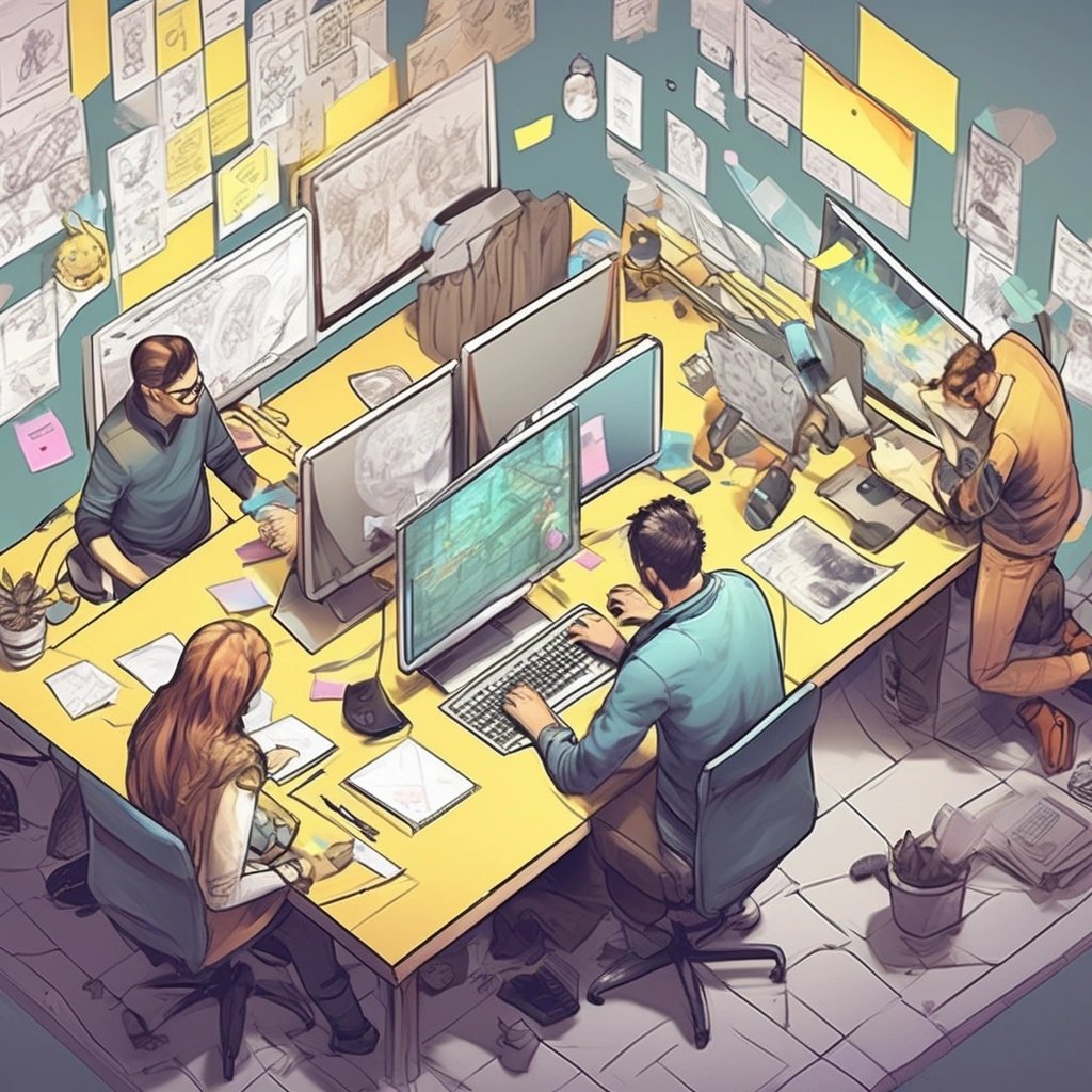 Game developers at work