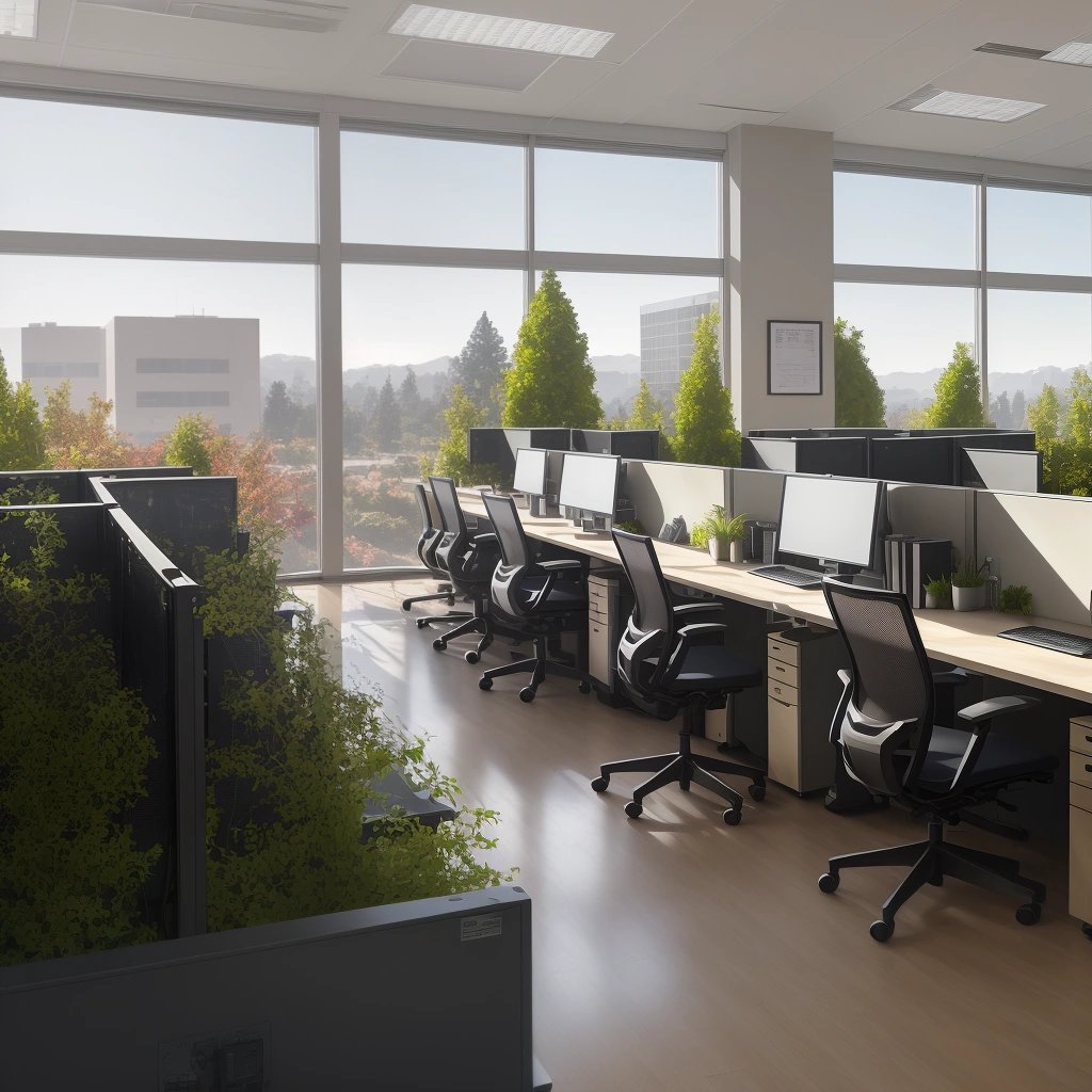 Office filled with shrubs