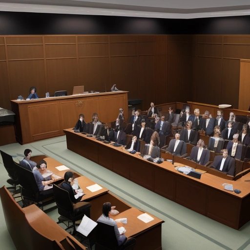 AI-powered lawyers in a courtroom