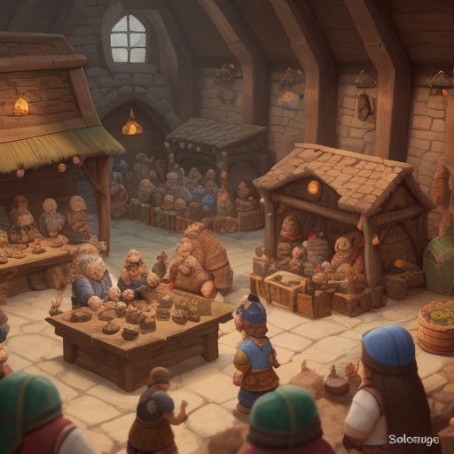 Crowded dwarven marketplace