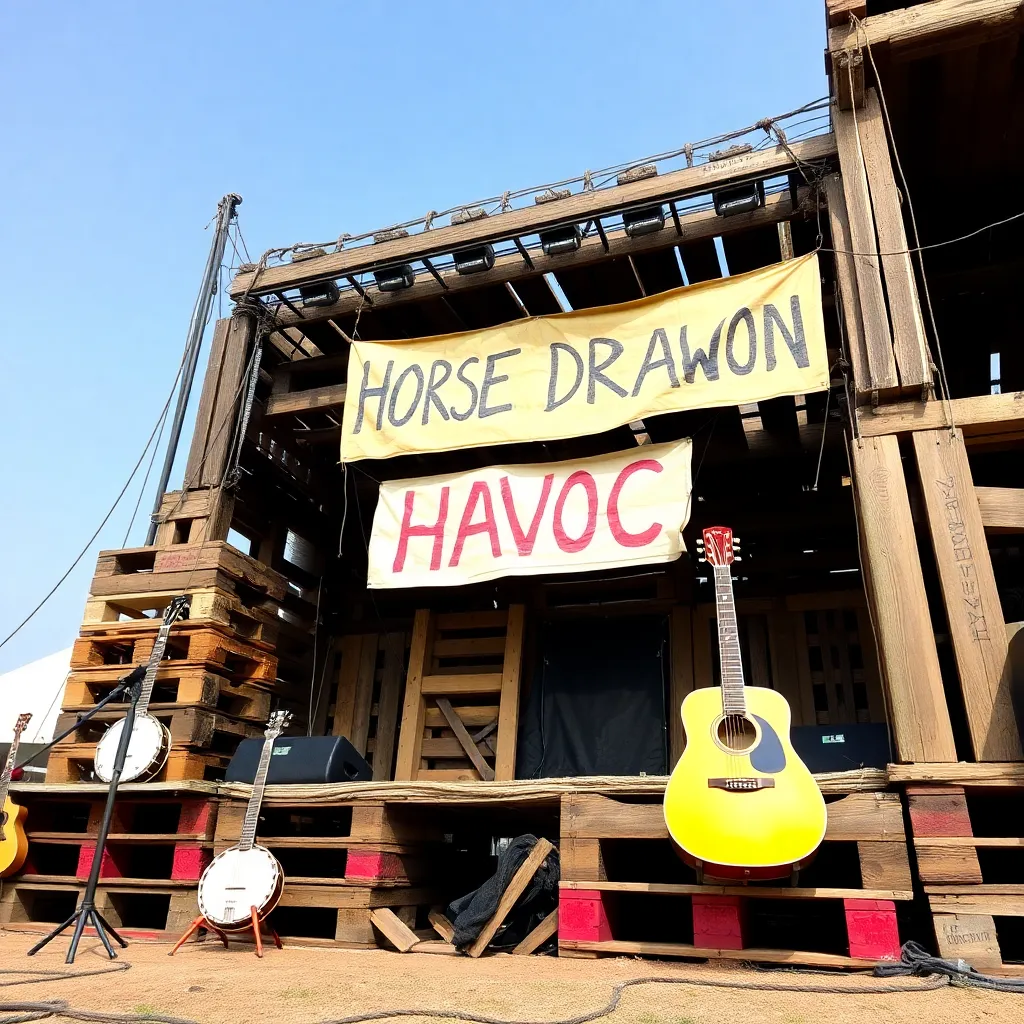 The “heritage solutions” stage made of reclaimed pallets