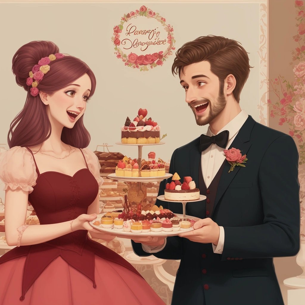 Man offering desserts to a woman