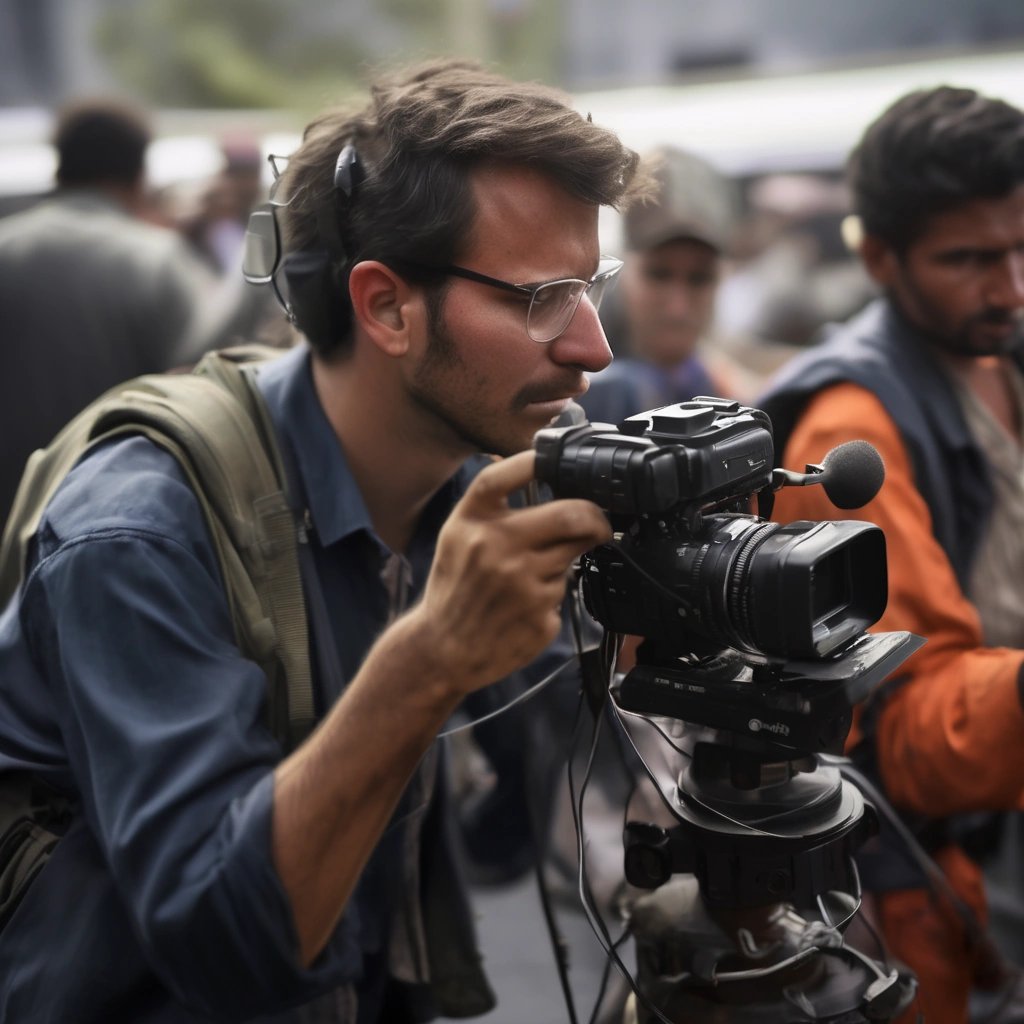 Journalists at work