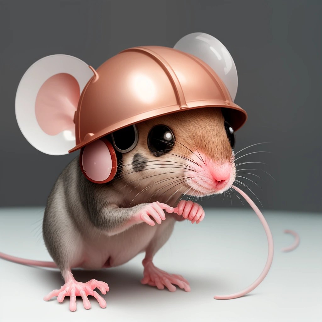Mouse wearing helmet