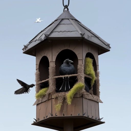 Carrion crow nest with anti-bird spikes