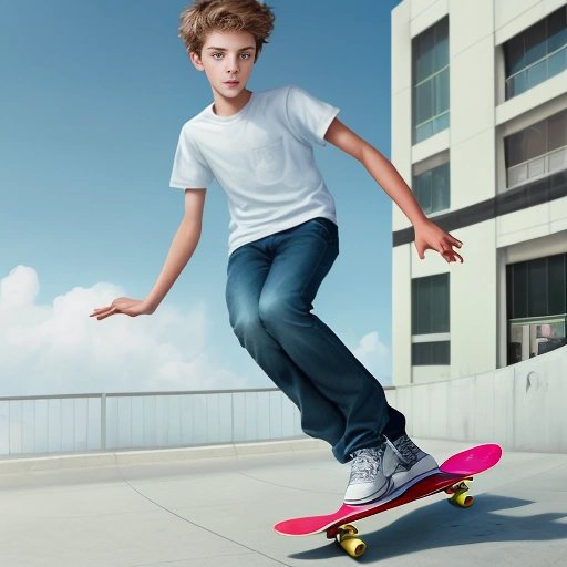 Skateboarding teenage boy with an Always pad