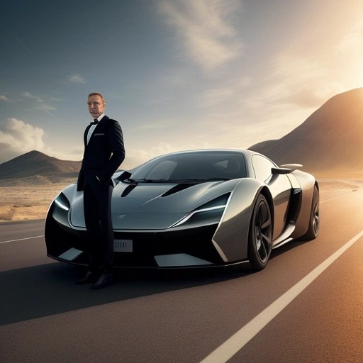 James Bond with eco-friendly car