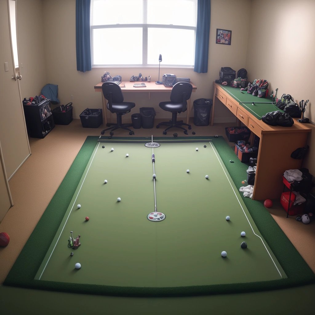 Jake Pierce's dorm room transformed into a putting green