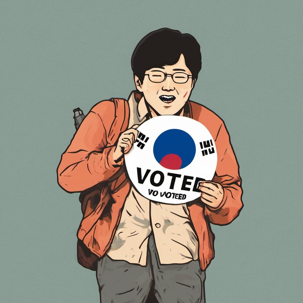 Confused South Korean voter holding a personal nuclear weapon