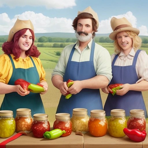 Peter Piper and the farmers competing in a pickling competition