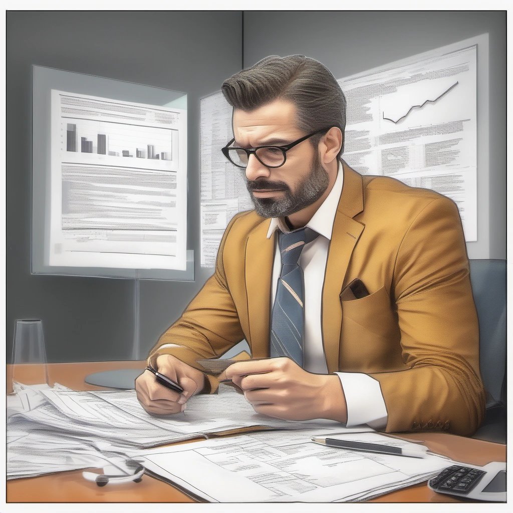 Investor studying charts