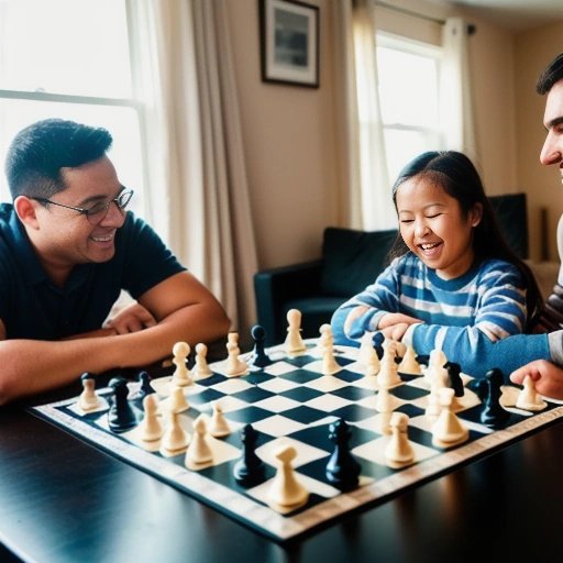 Family enjoying new chess pieces