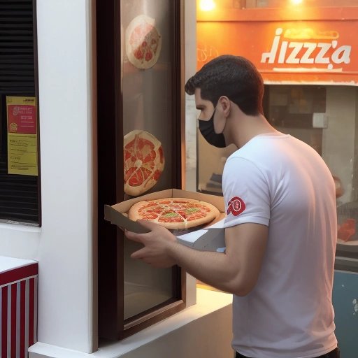 Homem abrindo pizza na pizzaria