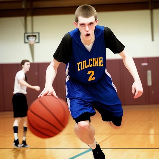 Evan Rickerts dribbling on the court