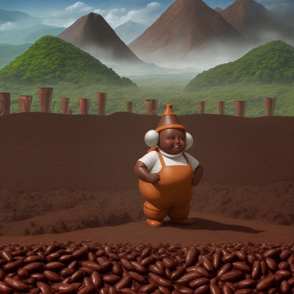 Oompa Loompa working in a chocolate factory