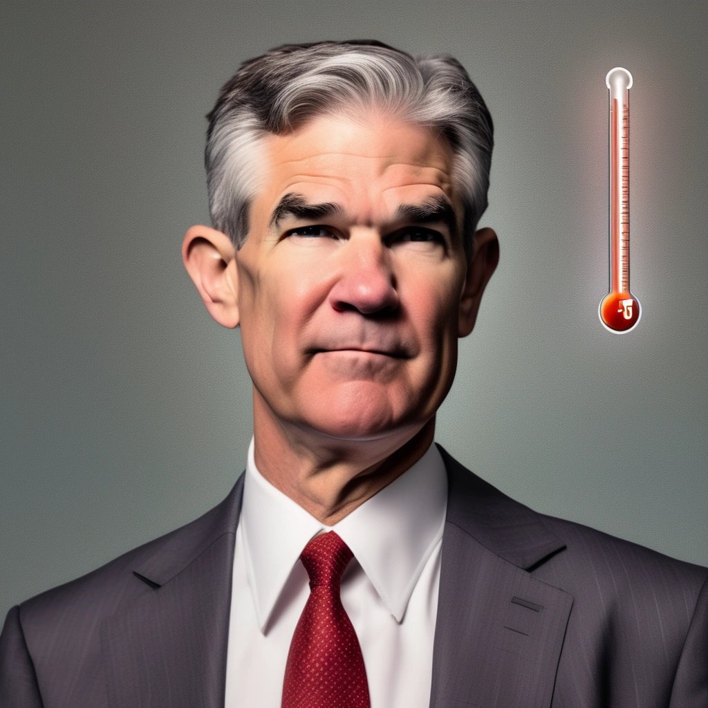 Jerome Powell with thermometer