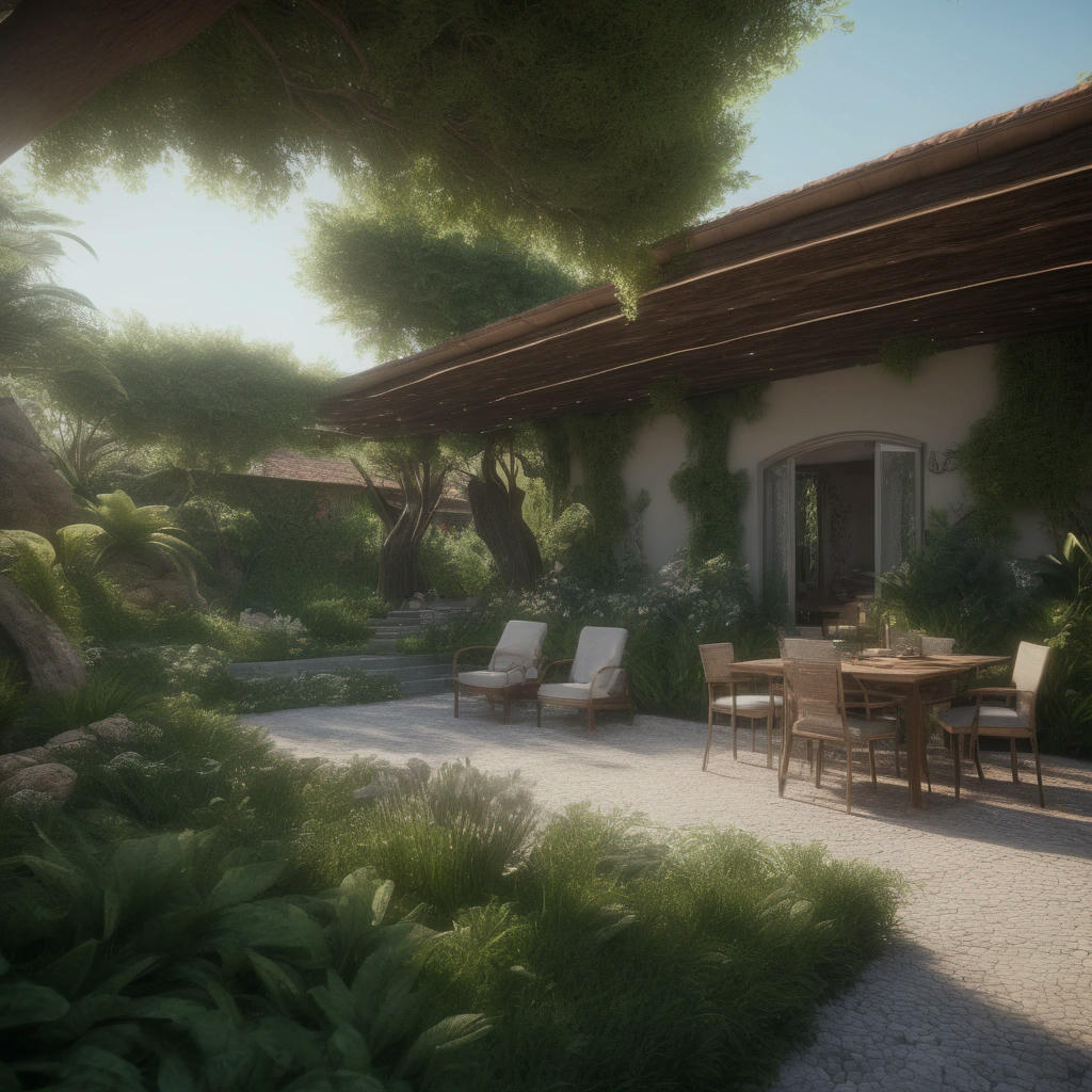 uma casa restaurada e segura, com sistema de proteção contra enchentes, jardim bem cuidado, hyper-realistic, 4k, photorealistic, natural lighting, presentable, flamboyant, glorious, bonny, lovely, telegenic, well-favored, elegant, striking, showstopping, appealing