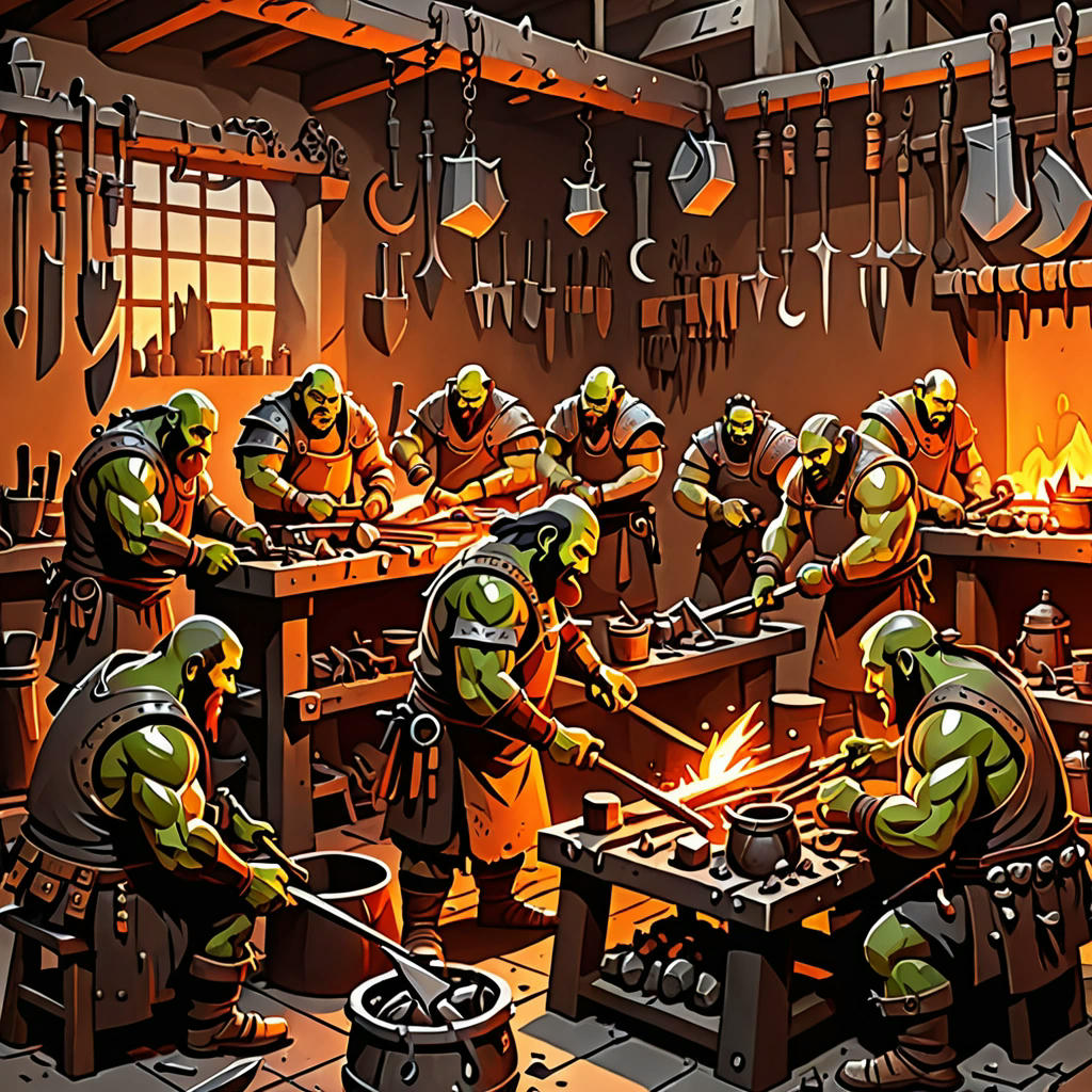 Orc craftsmen at work