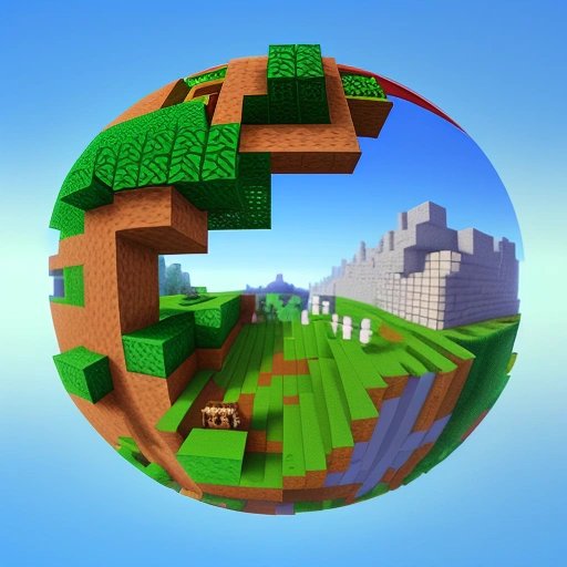 Spherical Minecraft landscape