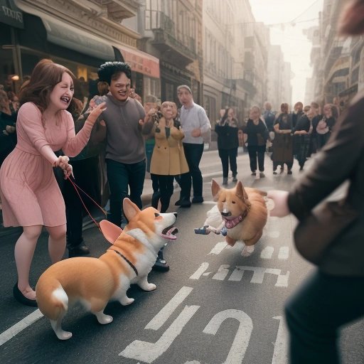 People playing with corgi puppies