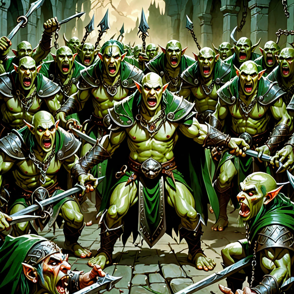 Elves capturing and enslaving orcs