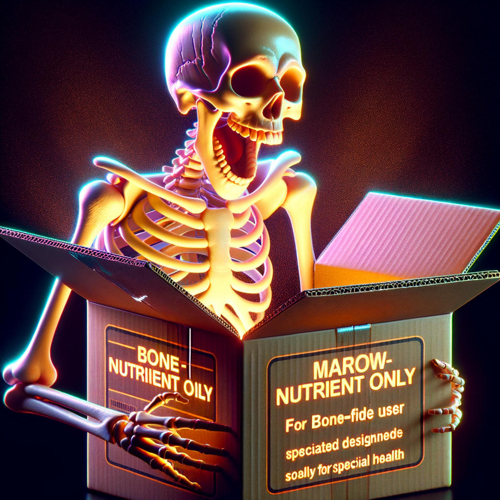 Skeleton unboxing a marrow-nutrient kit