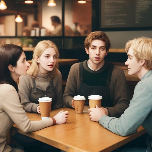 People in a coffee shop talking in unintelligible English