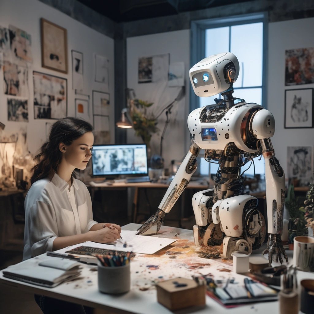 AI and human collaborating in a creative process