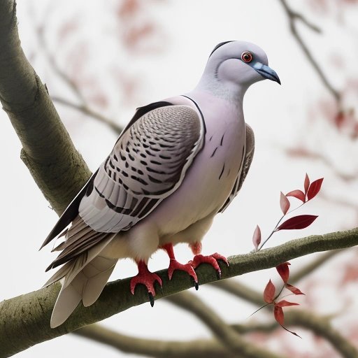 Wood pigeon perched on a branch