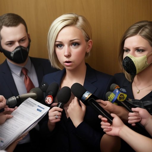 Kelsey Gasiorowski surrounded by reporters