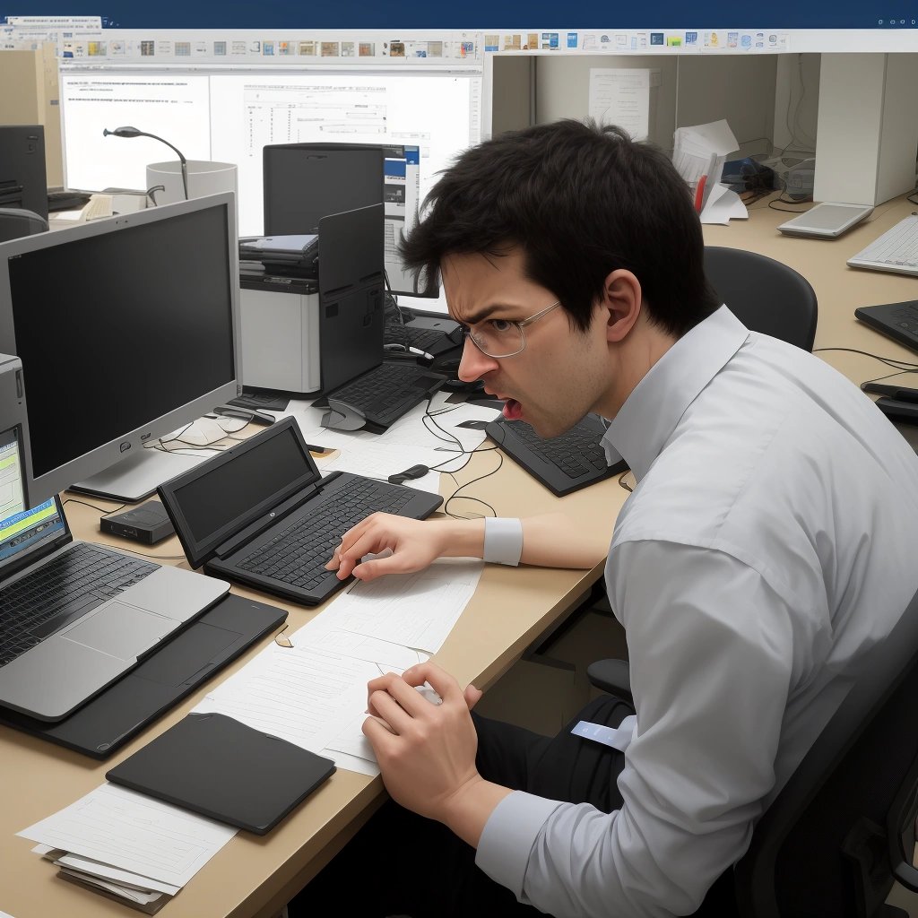 Frustrated participants searching their desktops