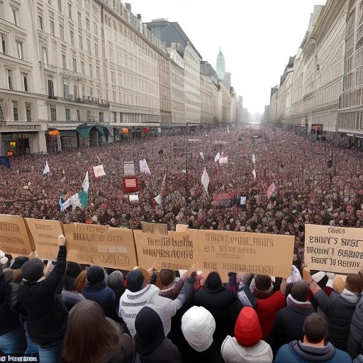 Protesters in a city square
