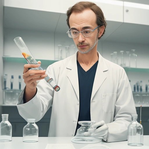 Scientist examining pure distilled salmiak in a test tube