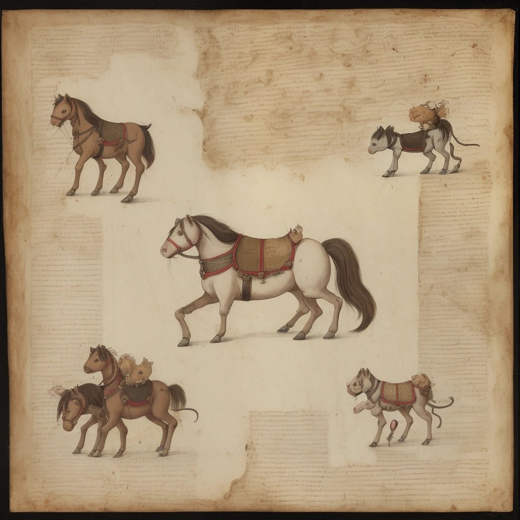 Historical document showing mini horses and rat fleas