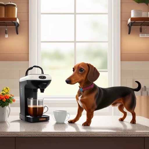 Dachshund making coffee