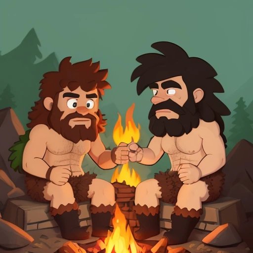 Two cavemen communicating
