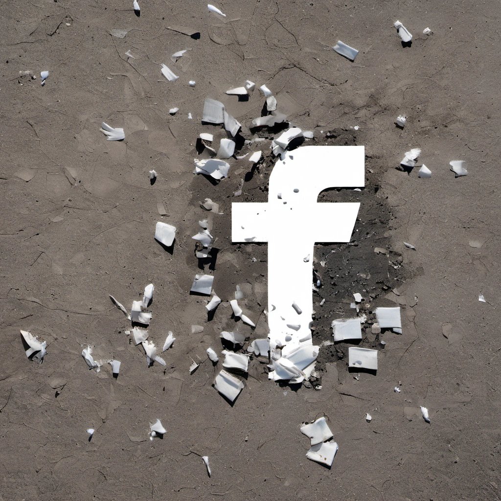 Symbolic broken Facebook logo