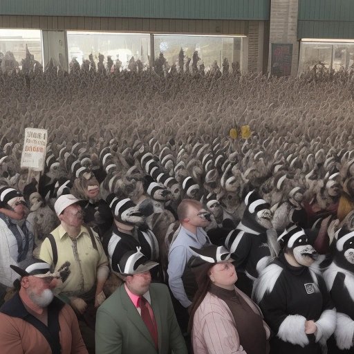 Crowd of skunk enthusiasts farting