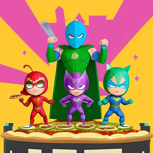 PJ Masks defending a pizza