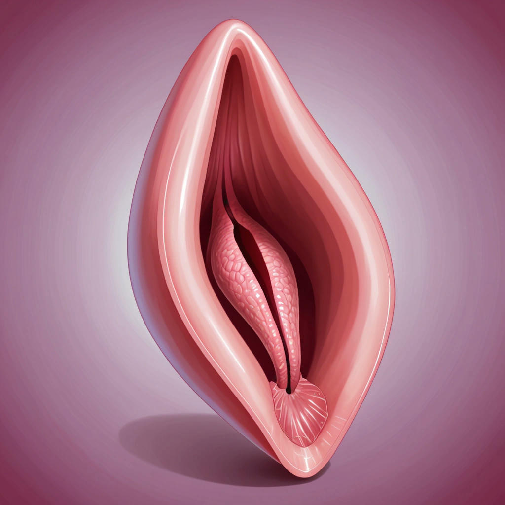 An illustration of a conical shape with a smaller opening and a more pronounced cervix