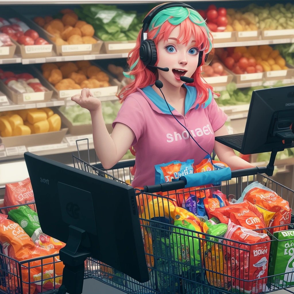 Streamer broadcasting their grocery shopping