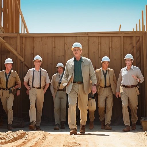 Ed O'Neill leading the investigation through the construction site