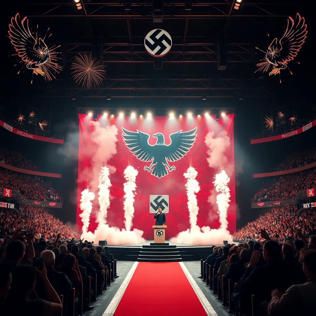 Pyrotechnics-heavy Nazi walkout goes on far too long