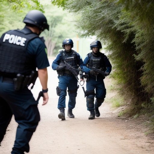 SWAT team apprehending the suspect after hide-and-seek game