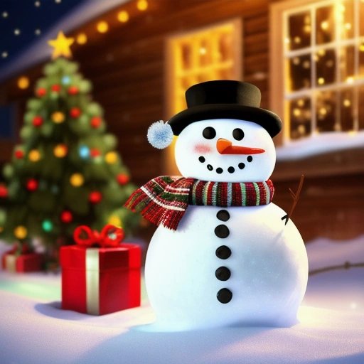 Lonely snowman with Christmas decorations