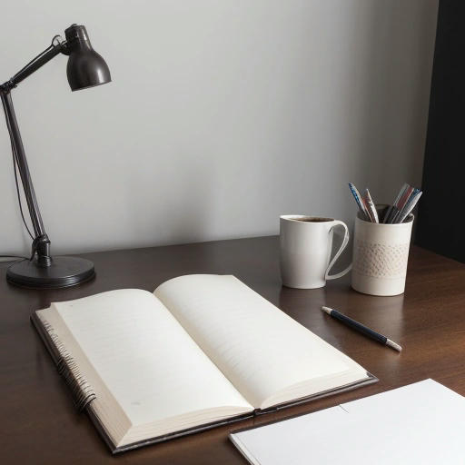 A writer's desk with a blank page and a pen