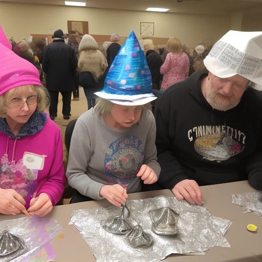 Residents making tin-foil hats at the Conspiracy Extravaganza